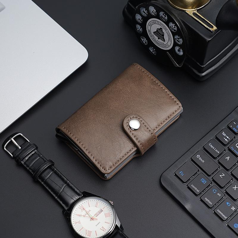 Supply Dollar Clip Card Holder, New PU Wallet Aluminum Alloy Automatic Elastic Card Bag