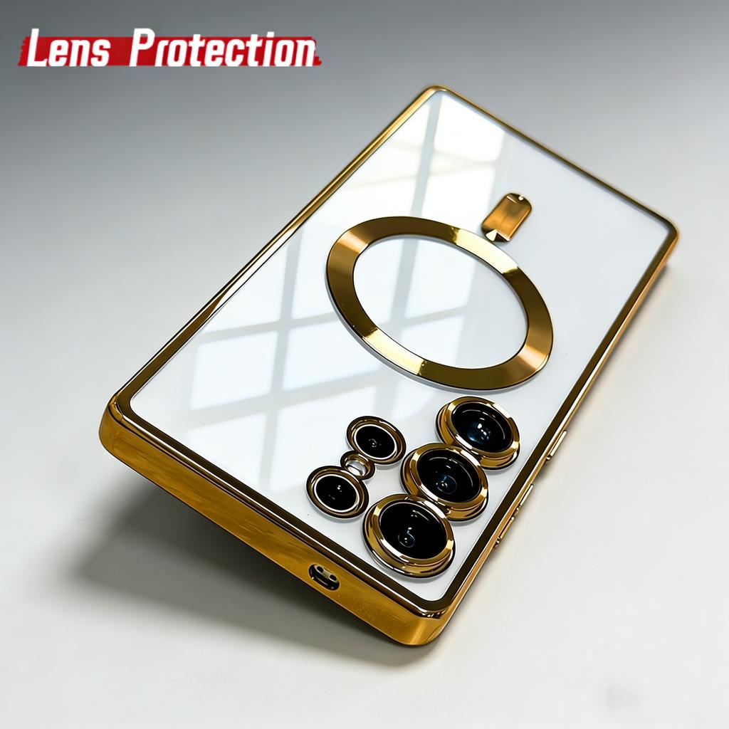 for Magsafe Magnetic wireless charge Case for Samsung Galaxy S26 S25 S24 S23 S22 Ultra S21 FE Plating Clear Soft Cover