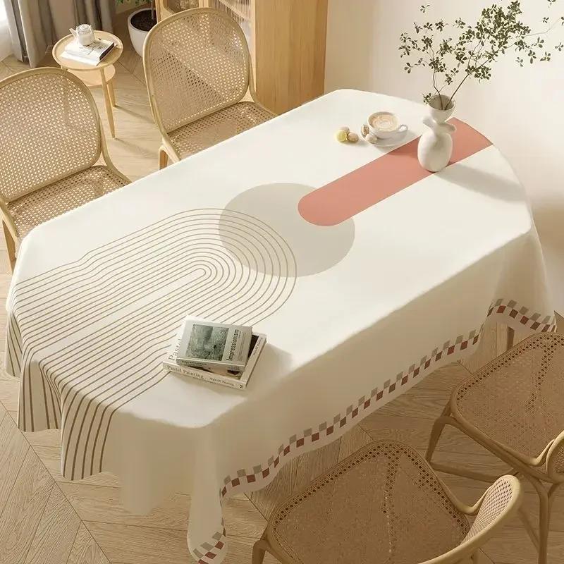 Waterproof Oval Rectangular Universal Table Washable Tablecloth Oil Resistant Light Color Printed Household Dining Tables Fabric