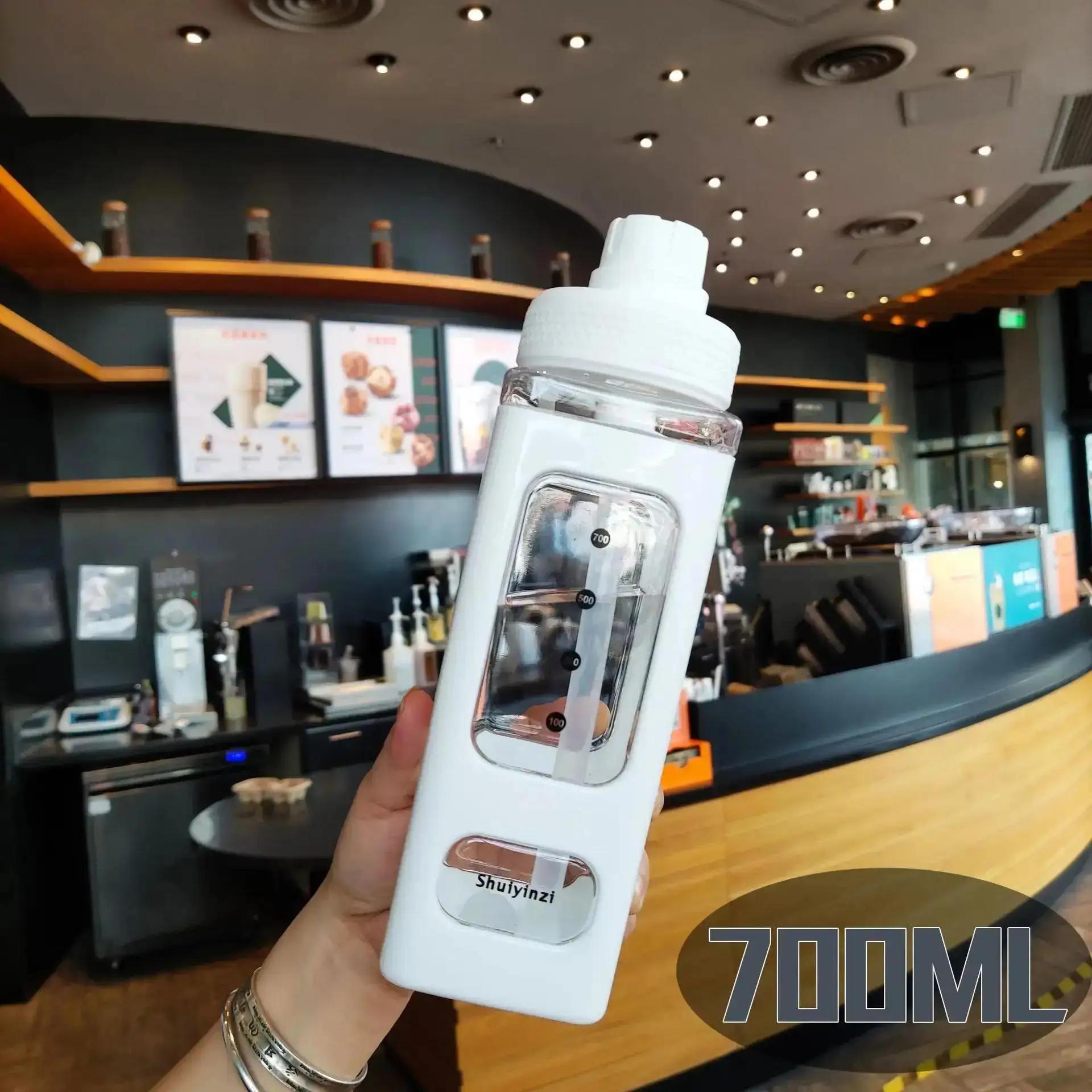 

700/900ml Outdoor Water Bottle With Straw Clear Scale Sport Plastic Portable School Drinking Bottle Home Drink Water Supplies