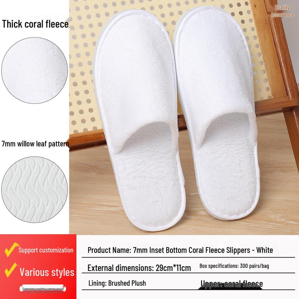 Luxusní pratelné protiskluzové pantofle z perlové bavlny pro hotelové a domácí hosty