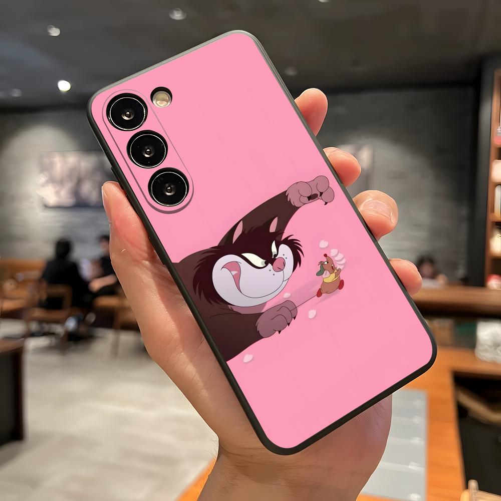 Cinderella Lucifer Cat Phone Case For Samsung A56 A36 A26 A16 A15 A25 A35 A55 A14 A34 A24 A54 Black Soft Shell
