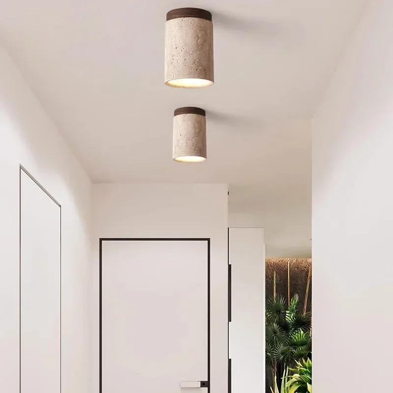 Modern Traverten Taş Tavan Lambası Koridor Fuaye Yatak Odası Koridoru Gömme Merdiven İç Aydınlatma Armatürü Ev Dekoru