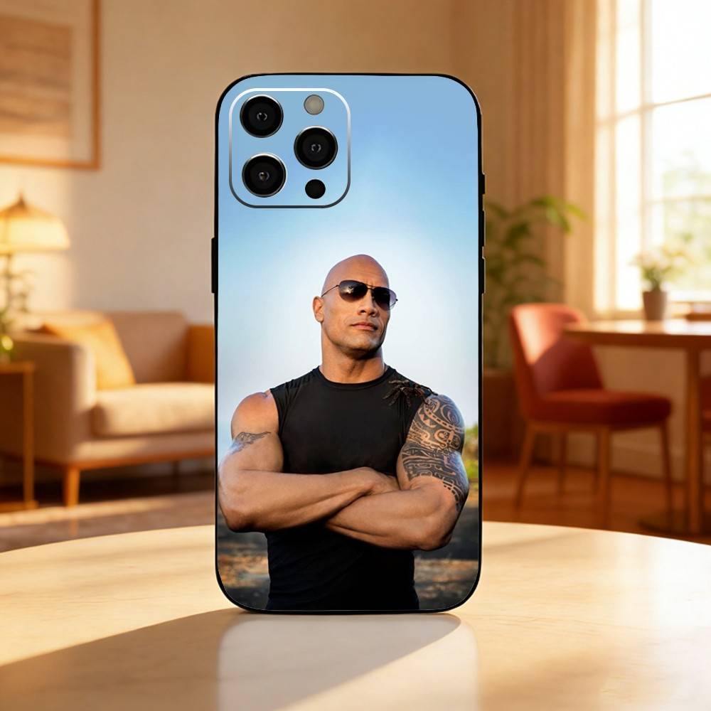 The Rock Dwayne J-Johnson Phone Case For iPhone17,16,15,14,13,12 Plus,Max Soft Silicone Black Cover iPhone14ProMax