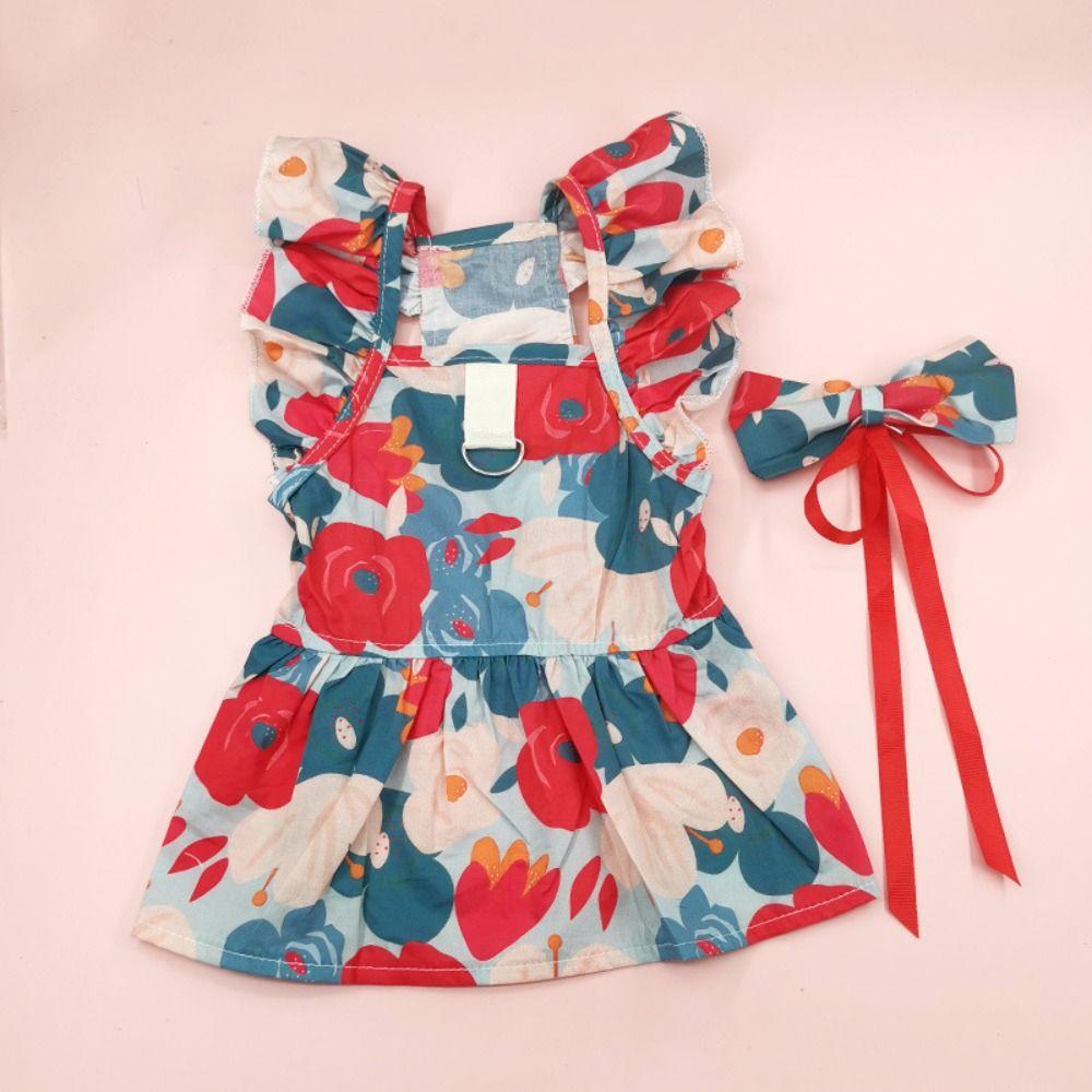 Comfortable Cotton Cat Ruffle Dress Spring Summer Sleeveless Puppy Princess Skirt Comfortable Breathable Pet Dress Kitty
