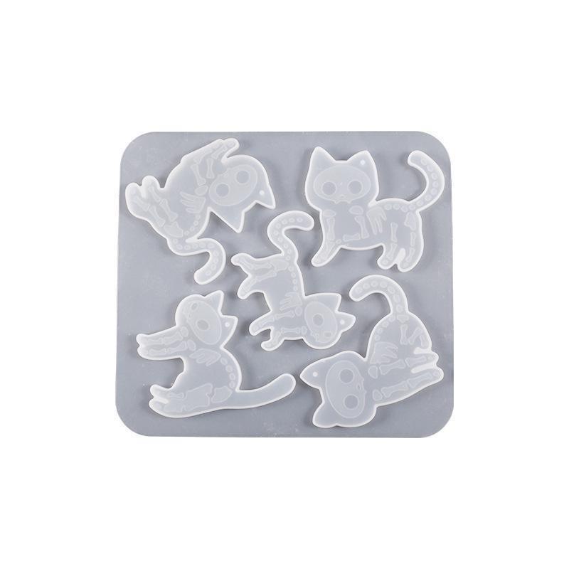 DIY Crystal Handmade Creative Epoxy Resin Mold Relief Skull Cat Pendant Silicone Molds Accessories Supplies Household Decoration