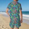 Men Full Black White Paisley Bandana Print Short Sleeve Tee And Matching Shorts Two Piece Outfit