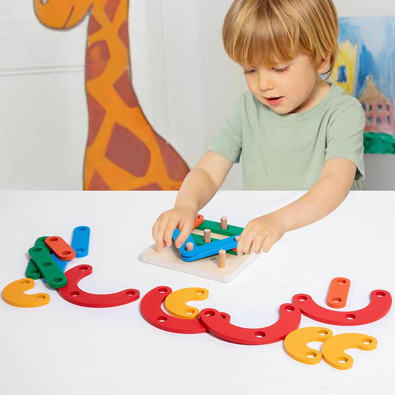 Wooden Tic Tac Toe Puzzle For Kids With Diy Geometric Blocks Educational Toy