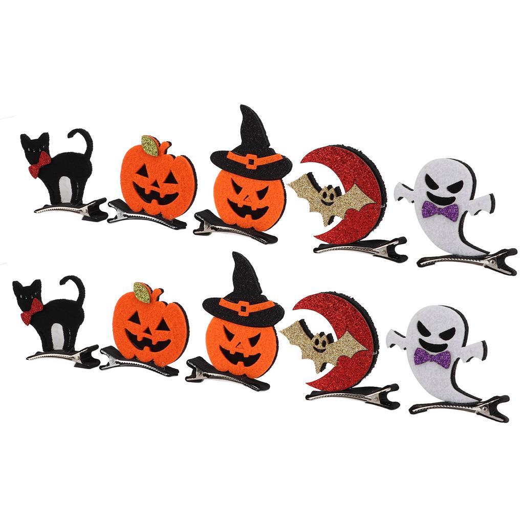 10 st Söta Hårspännen Fladdermöss Katter Pumpor Spöken Halloween-spännen för Fest Scenföreställningar