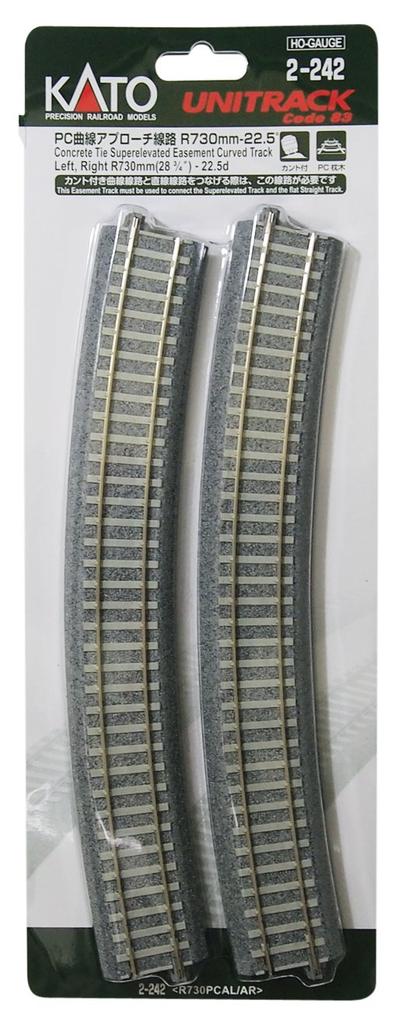 KATO HO Gauge PC Curved Approach Track 2 Pieces Each for Left and Right Model Railroad Supplies R730-22.5° 2-242