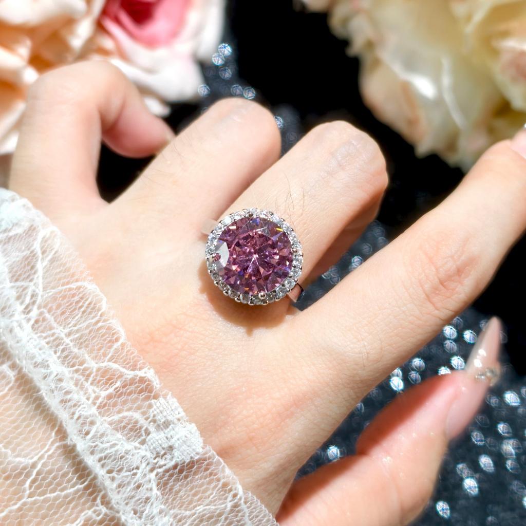 2026 Pink Zircon Necklace, Romantic Cherry Blossom Pink Diamond Set, Long Argyle Pink Diamond Stud Earrings Pendant.