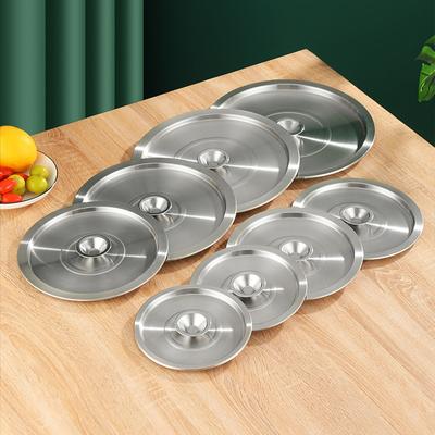 Universal 34-40cm Stainless Steel Pot Lids Universal Cookware Lid Reusable Frying PanMetal Lid Bowl Cover Restaurant Kitchenware