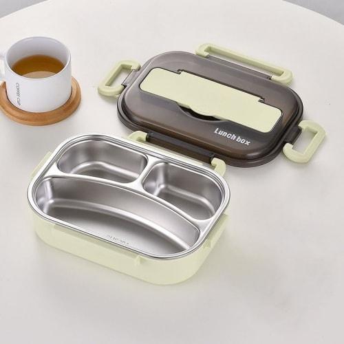 1000ml Lunch Box with Dividers, Microwaveable, Includes Dishware, Airtight, Integrated Gasket, Perfect for Work, School, Picnics, Easy to Clean, Micro