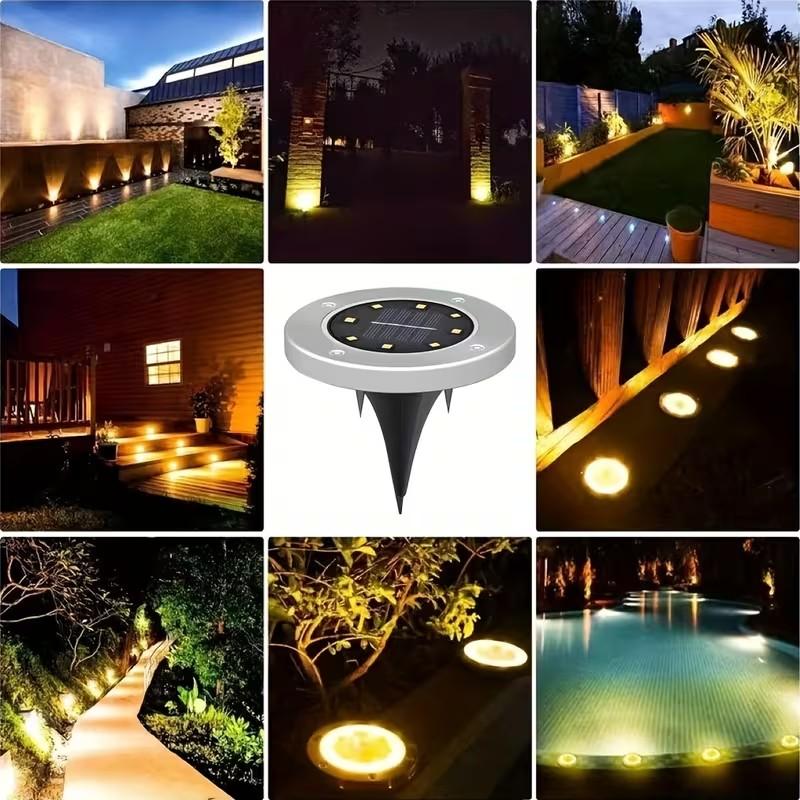 Słoneczne lampy zewnętrzne do wkopania z 16 diodami LED Zewnętrzne dekoracyjne oświetlenie krajobrazu Słoneczne lampy trawnikowe do ogrodów, dziedzińców i ścieżek