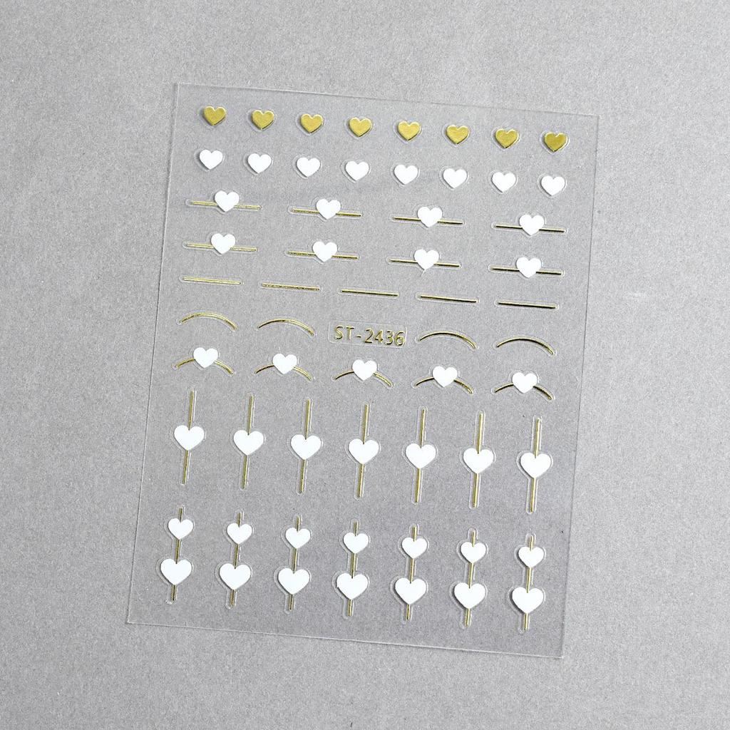 Minimalist 3D Heart & LOVE Line Nail Stickers - Popular TikTok & Xiaohongshu Nail Decals