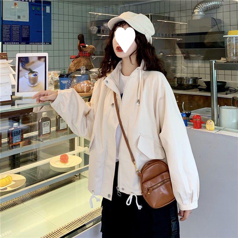 Women's Short Windbreaker: Korean Style Petite Loose Fit Autumn Jacket - Trendy and Versatile for Students