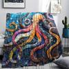 Octopus Print Flannel Blanket, High quality Comfortable for All Seasons, Home Decor, Warmth and Comfort, Perfect for Christmas Gifts