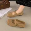 Retro Mori Leather One-word Buckle Strap Women's New Cute Round Head Mary Jane Flat Shoes