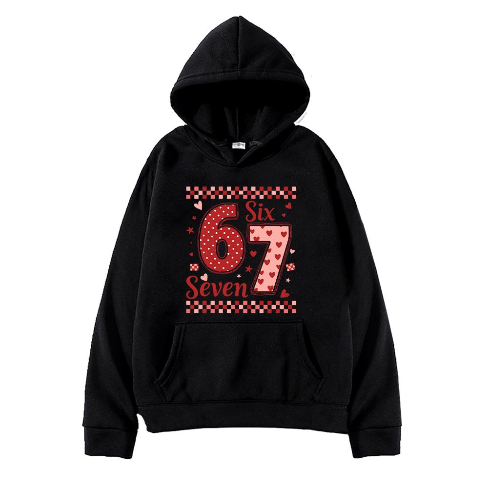 Six Seven Sweatshirt Valentine Meme Sweatshirt Funny Valentines Day Sweatshirt 67 Valentine s Day Gift Hoody Women Men Clothes XS