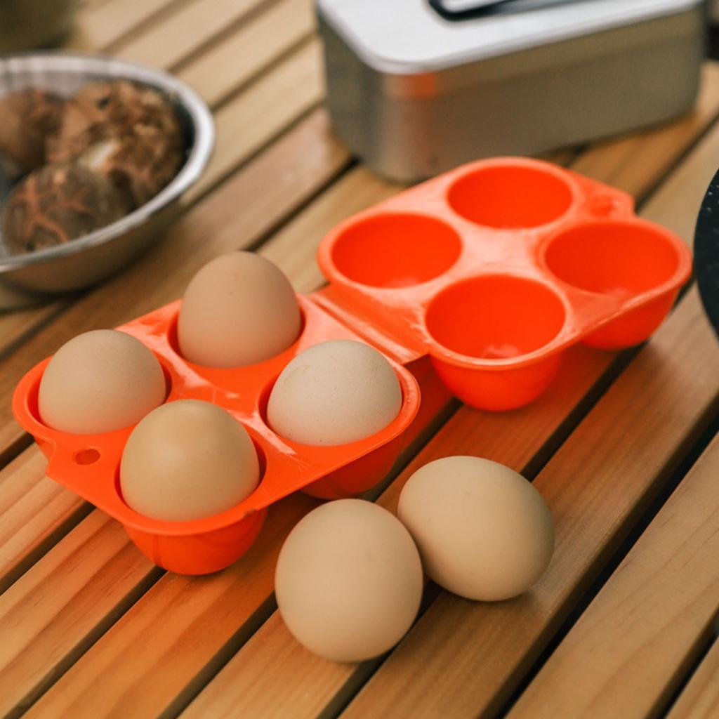 4 Count Egg Cartons Reusable Plastic Egg Container Anti Drop Home Storage Box for Outdoor Camping Plastic Egg Cartons