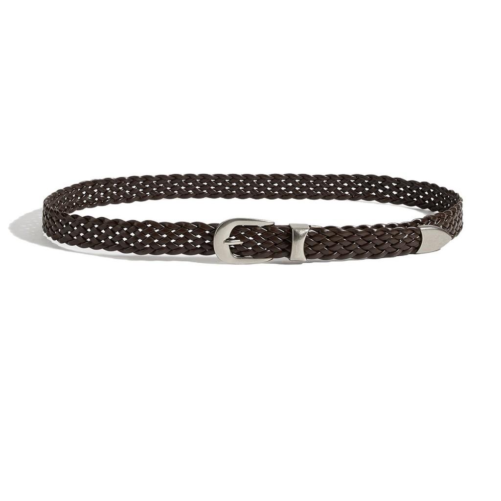Punk Style Woven Leather Belt For Men Women With Metal Buckle Fashion Accessory For Casual Wear