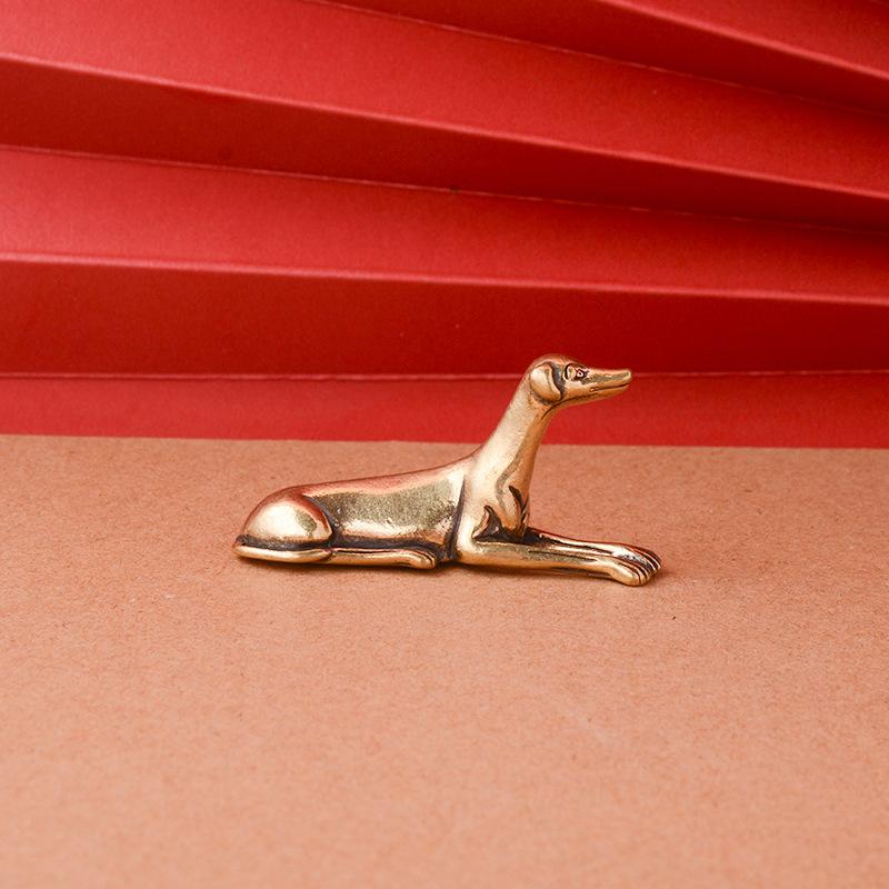 Solid Brass Loyal Dog Desk Ornaments Vintage Copper Animal Miniatures Figurines Decorations Gifts Home Decor Crafts Accessories