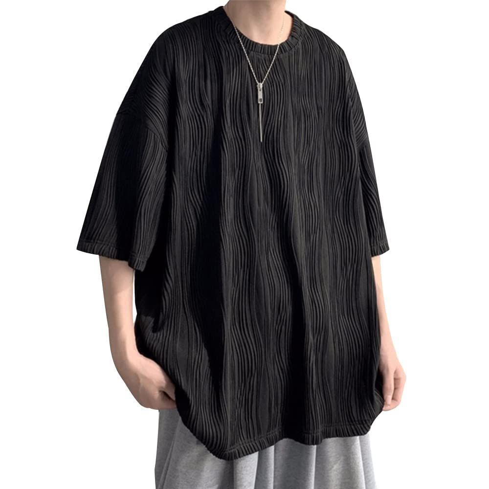 Summer Short Loose Large Big Round Soft to the [foveitaa] Clothes, Men's T-Shirt, Sleeve, Fit, Size, T, 5/8 Sleeve, Cool, Plain, Popular, Casual,