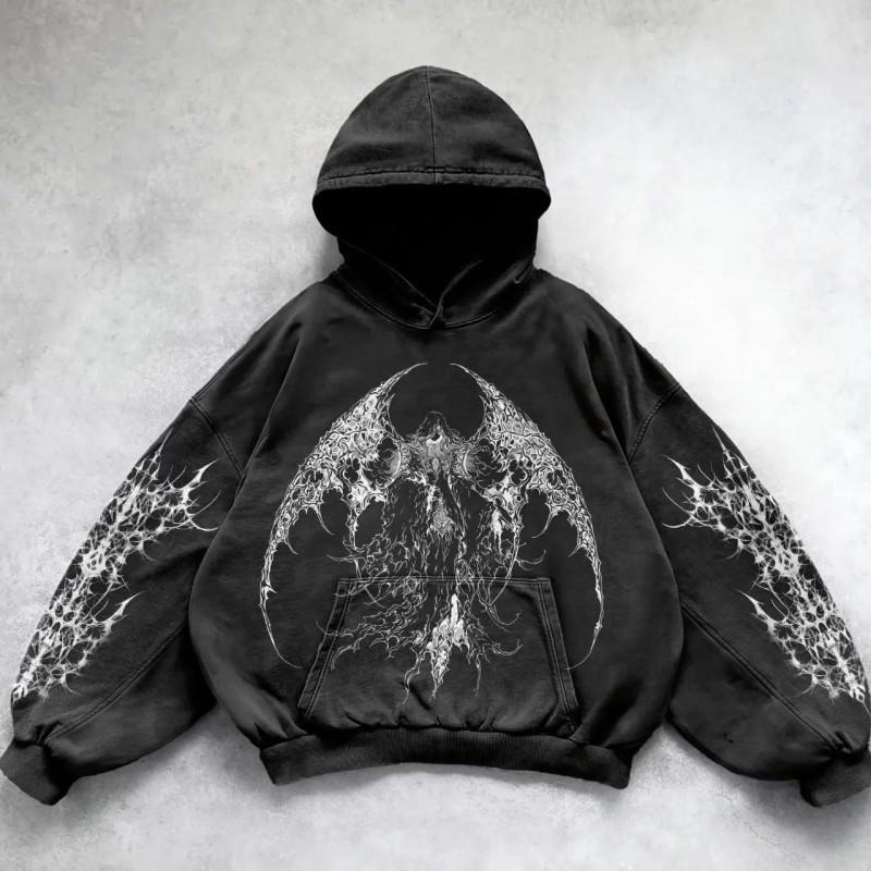 Felpa Streetwear 2026 per Adolescenti Casual Punk Harajuku Hip Hop Gotica con Stampa