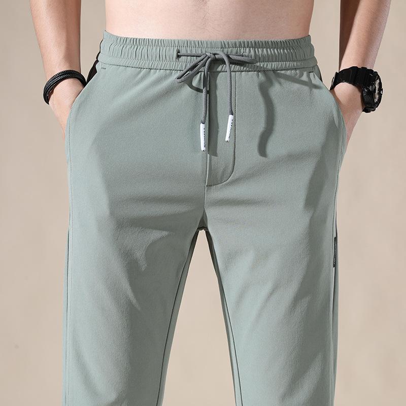 Ice-Silk Trousers for Men Loose-Fit, Breathable Straight-Leg Casual Trousers Lightweight Quick-Dry Long Trousers Stretch Men's Sports Trousers