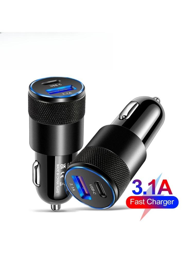 3.1A USB Car Charger Type C Phone Charger Fast Charging For iPhone 16 15 Xiaomi 15 Pro Huawei Samsung S24 Quick Charger In Car