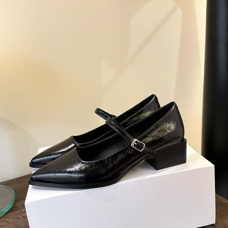 

Темпераментные часы туфли-лодочки на высоком каблуке с острым носком женские 2025 весенние новые модели с одинарными туфлями Мэри Джейн женские 40