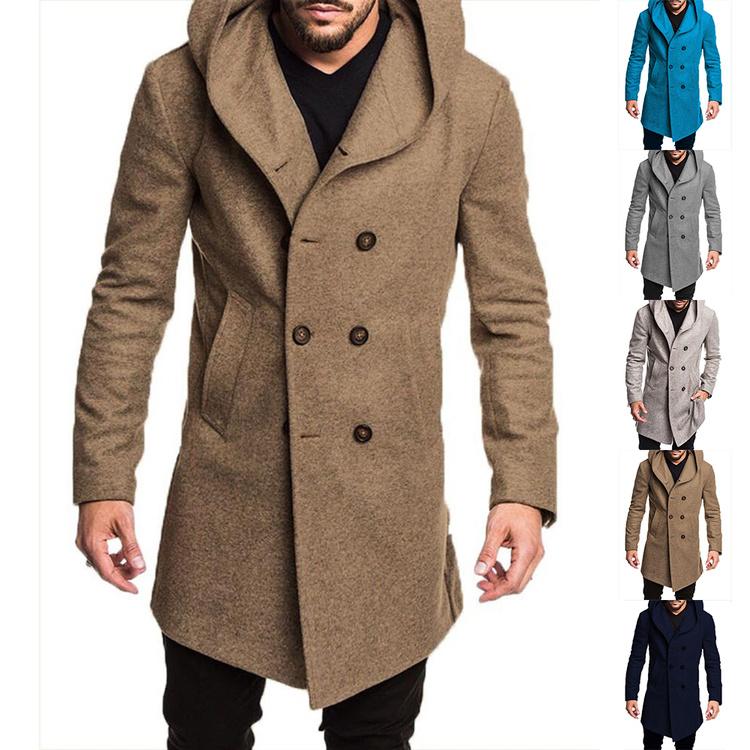Herenjas Winterwollen Jassen Peacoat Warme Casual Overjas Uitloper Single-breasted Zakelijke Trenchcoat (Color : Braun, Size : XL