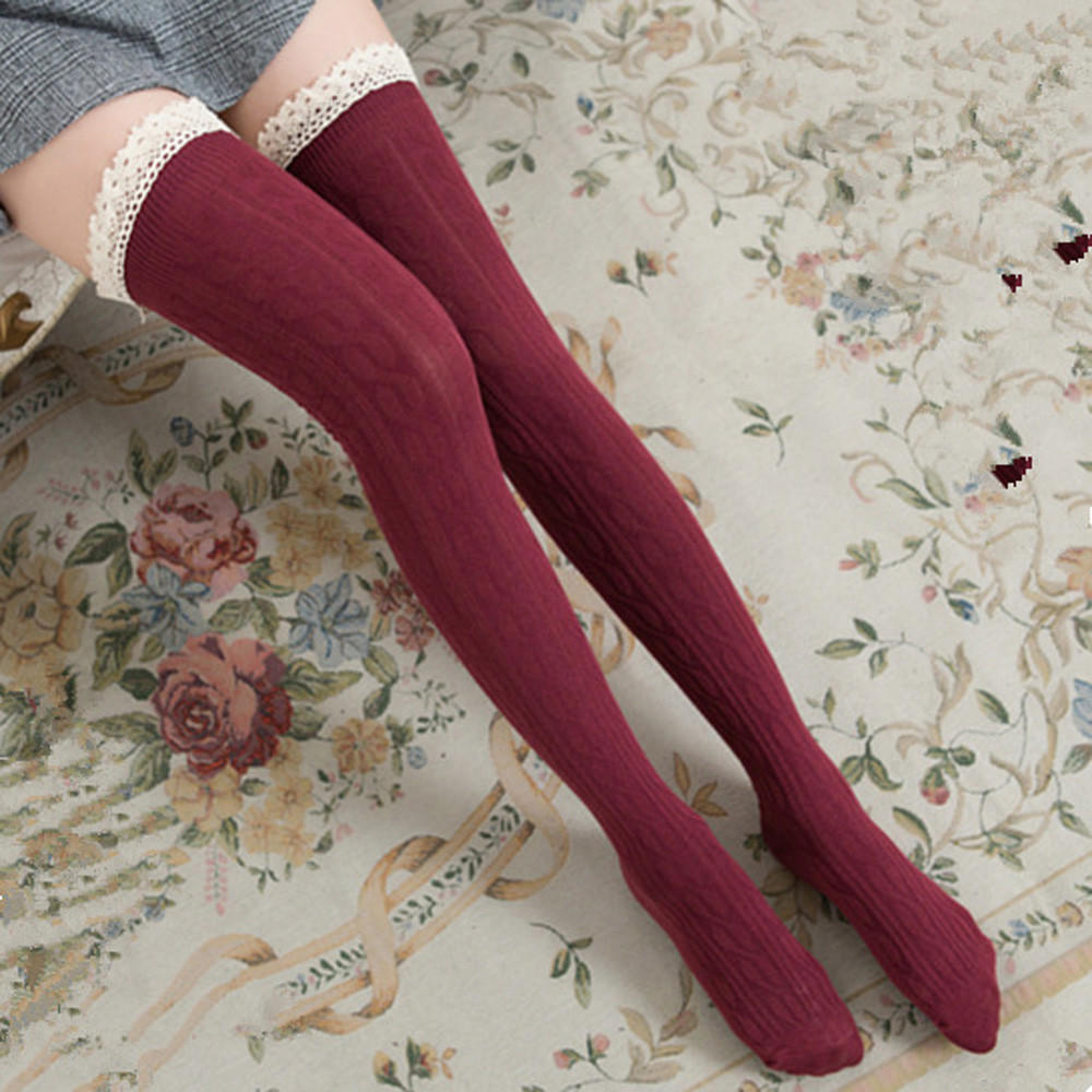 Women Over The Knee Long Socks Lace Thigh High Stocking Socks