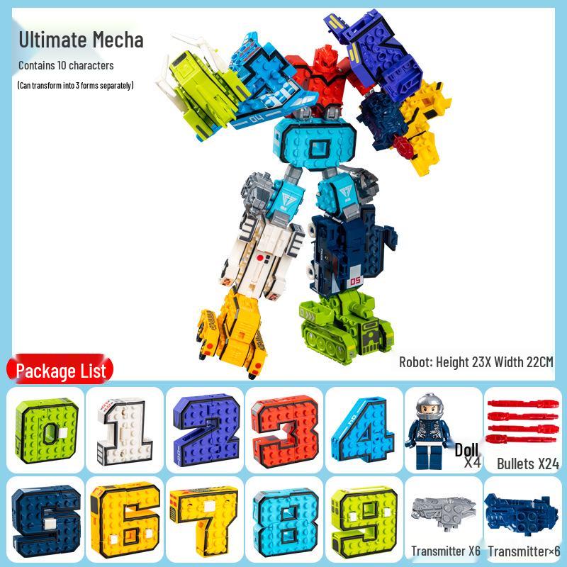Number Transforming Robot Toy Set for Kids: 0-9 Educational Assembly for Elementary Students