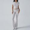 Diyun Women's Casual Solid Color Slim Short-Sleeved Long Pants Suit for Spring/Summer 2025
