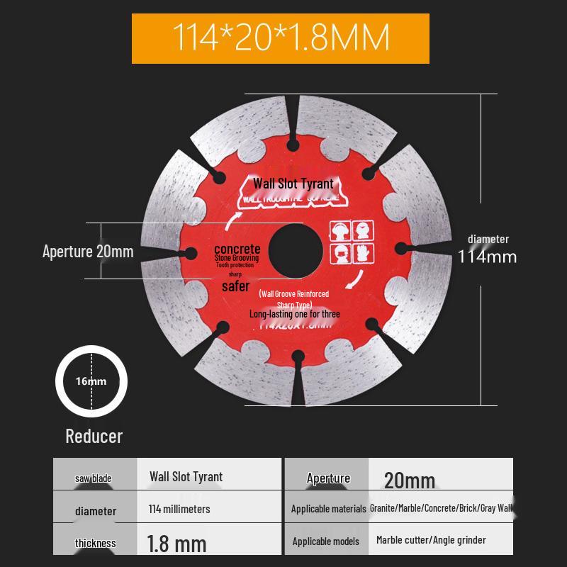 Diamond Grooving Blade: Concrete Cutter for Angle Grinders - Ideal for Dry Cutting Stone, Red Brick, Cement, and for Wall Grooving In Plumbing Work.