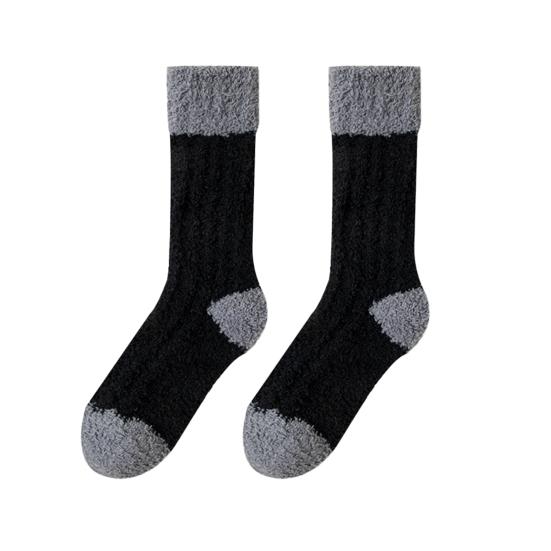 1 Pair Women Coral Velvet Socks Autumn Winter Fuzzy Thick Warm Fleece Mid-calf Socks Soft Fluffy Home Sleeping Slipper Socks