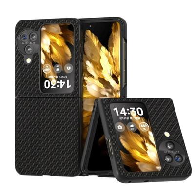 Luxuriöse Handyhülle aus Kohlefaser-Leder für OPPO Find N3 Flip 5G Find N2 Flip, stoßfeste Schutzhülle