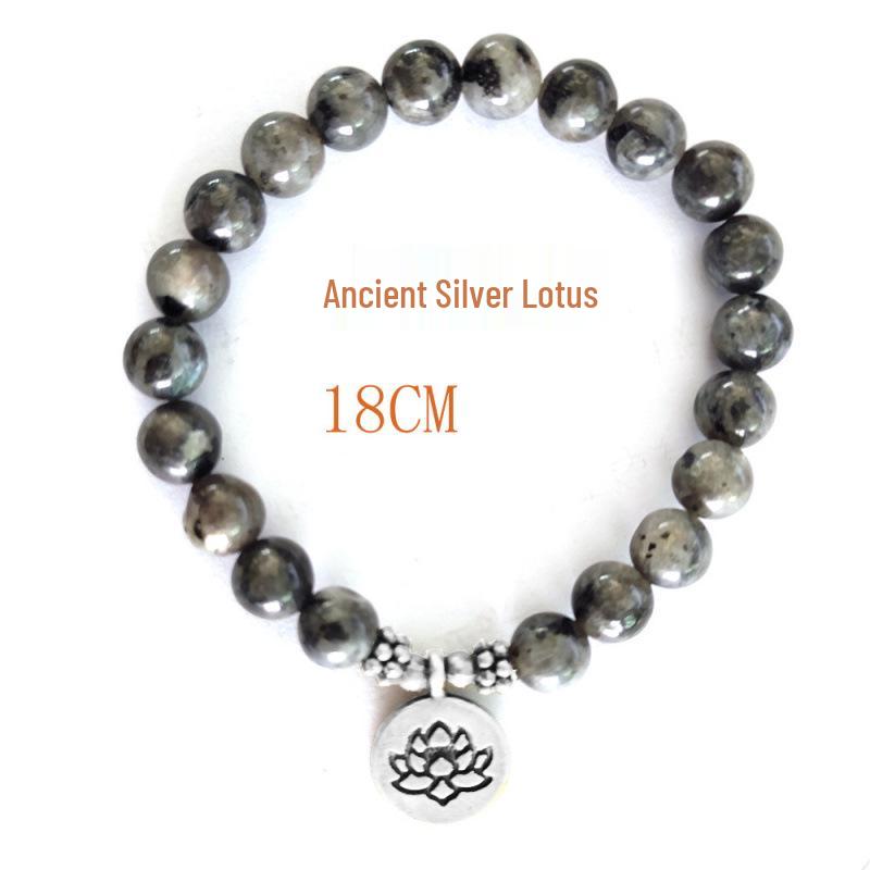 8mm Frosted Amazonite Mala Bracelet with Lotus Yoga Pendant