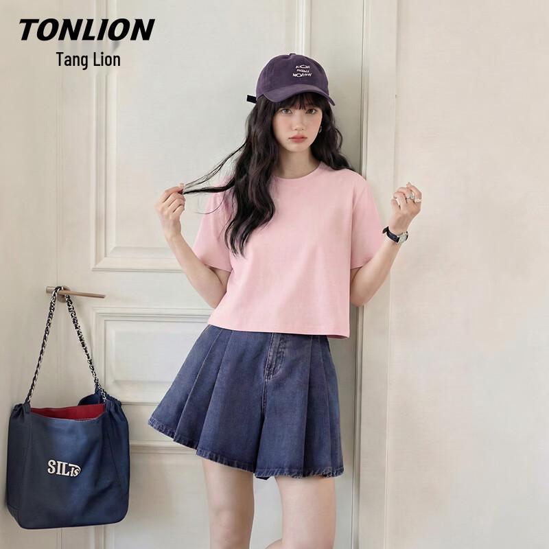TonLion Women s Pure Cotton Short Sleeve Round Neck T-shirt L