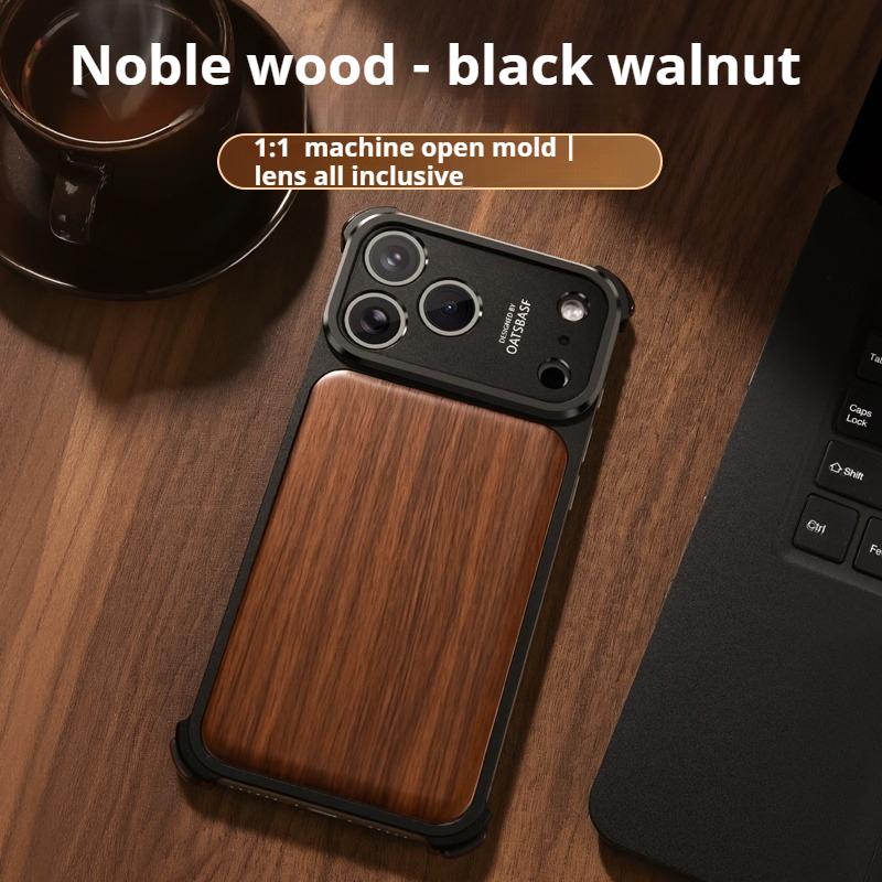 Oatsbasf Solid Wooden Phone Case for iPhone 17 Pro Max/17 Pro Magsafe Frameless Wireless Charging Shockproof Protective Cover