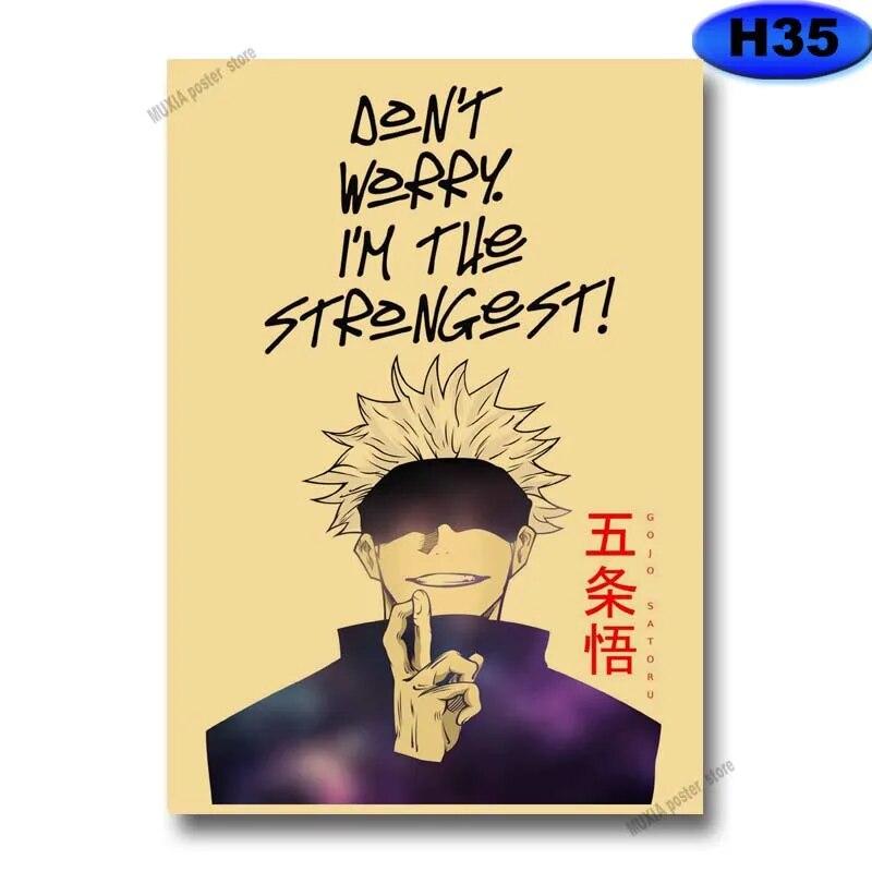 Classic Anime Character Posters Demon Slayer/Attack On Titan/Jujutsu Kaisen Poster Kraft Paper Sticker Home Room Wall Art Decor