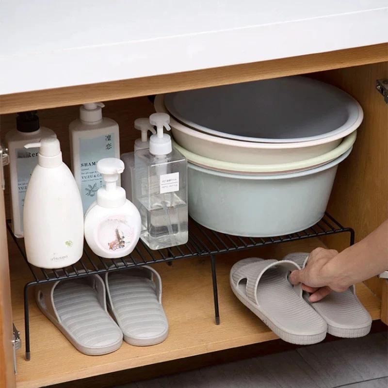 Expandable Shelf Organizer For Kitchen Countertop, Metal Cabinet Organizer Pantry Sht, Space Saving Non Slip Rustproof