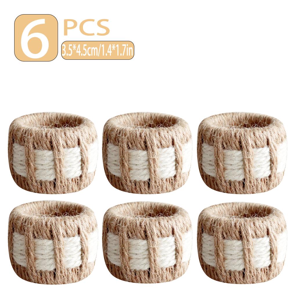 

6/12-pack Natural Jute Woven Napkin Rings, Rustic Style Table Decoration Napkin Clips, Home Tablecloth Storage Rings 6pcs коричневий