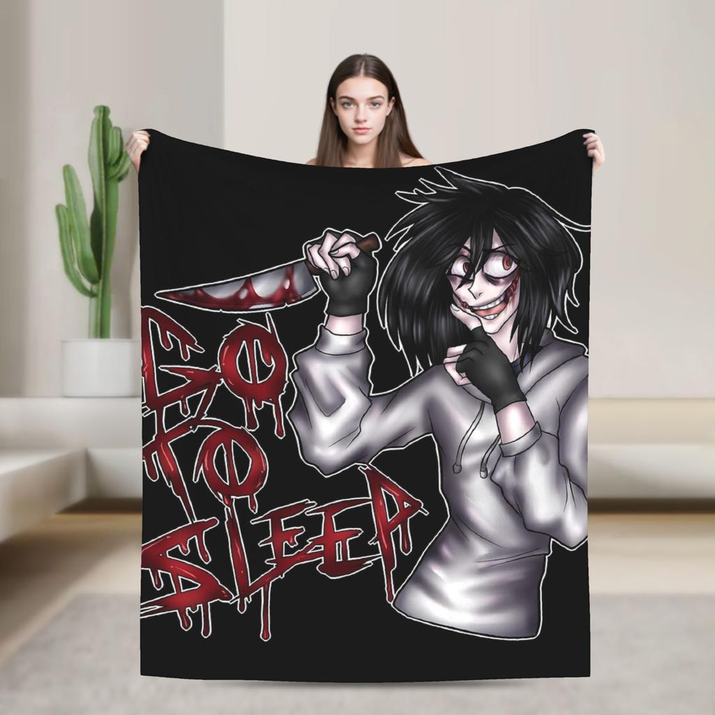 Badezeit Jeff the Killer Flanelldecke Superweiche Kuscheldecke für Schlafzimmer Picknick Lustige Tagesdecke Sofa Bettbezug