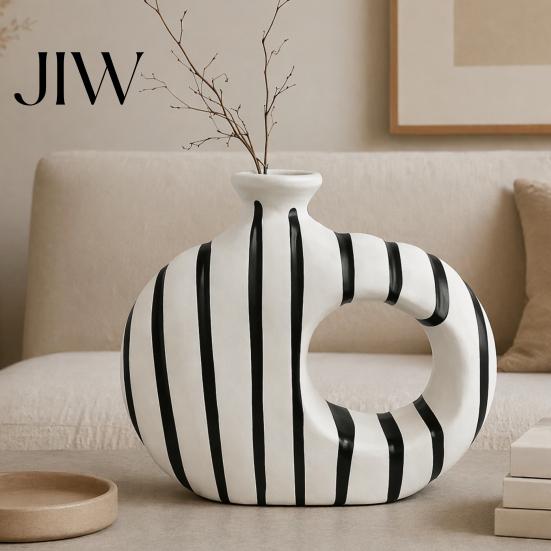 Vaso Artistico in Corda Intrecciata Minimalista in Resina, Cerchio Artistico Moderno Portafiori Stabile Base Spessa Supporto per Composizioni per Casa Soggiorno Camera da Letto