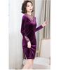 Plus Size Velvet Dress  Long Sleeve Woman Spring Autumn A-line Dress Woman Mid-length Slim Dress for Party