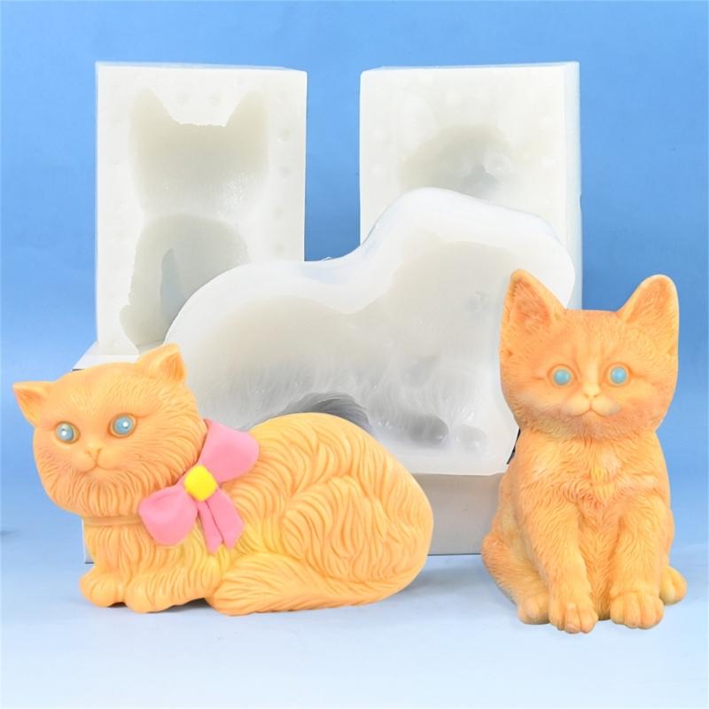 Kitten Silicone Candle Molds for Making Candle Soap Epoxy Resin Multipurpose Animal Silicone Mould for Gypsum Decoration