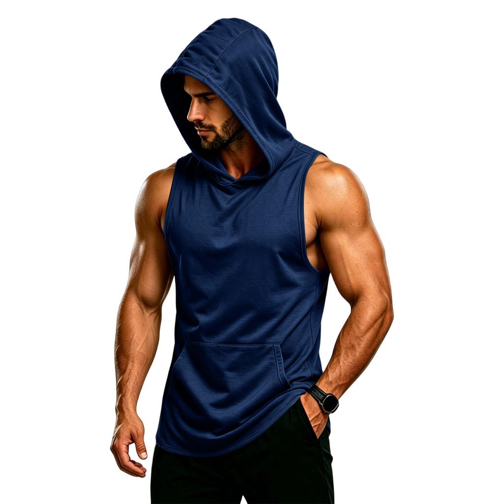 Men's Sleeveless Hoodie Muscle Fit Gym Tank Top Breathable Quick Dry Workout Vest for Training and Fitness
