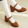 Fashion Spring High-heeled Shoes Women Buckle Thick High Heels Platform Mary Janes Ladies Pumps Footwear Vintage Party Wedding Pumps